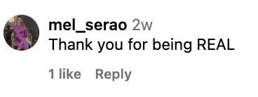 Kommentar av Mel_serao: & quot; Takk for at du er ekte & quot;