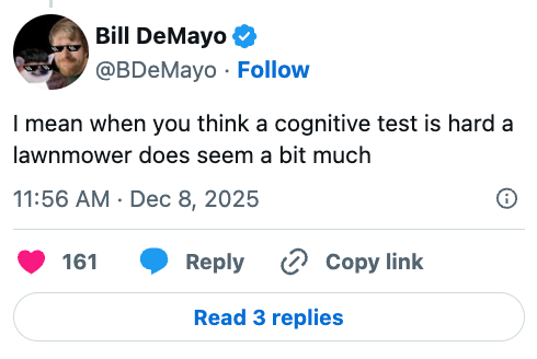 Skjermbilde av en tweet av Bill DeMayo: 