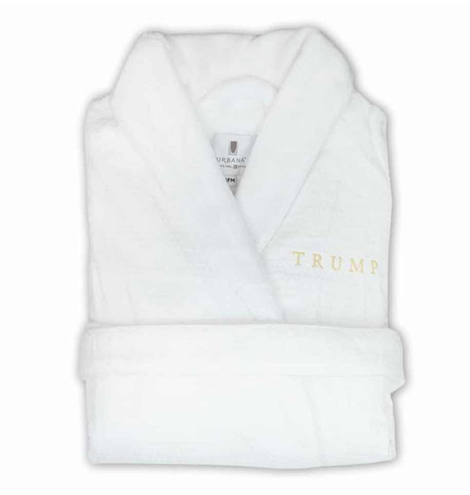 Brettet hvit badekåpe med 