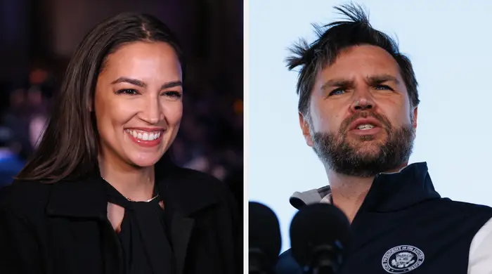 To personer som smiler og snakker, hver i separate fotorammer. Den ene har på seg en svart jakke, og den andre en vest med glidelås med emblem