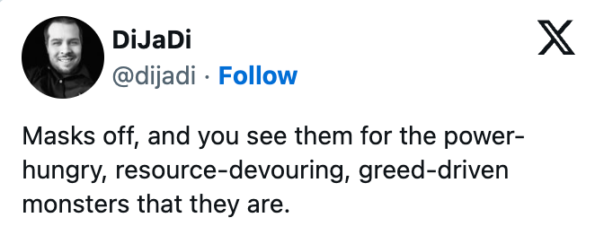 Tweet av brukeren DiJaDi som sier: 