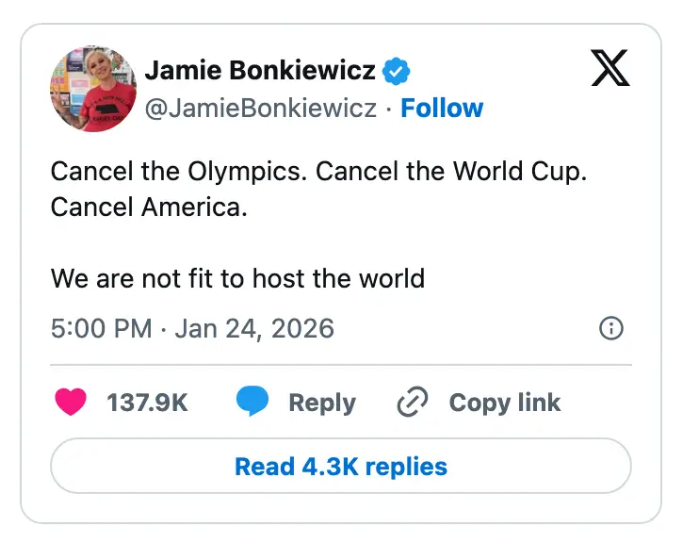 Tweet av Jamie Bonkiewicz: 