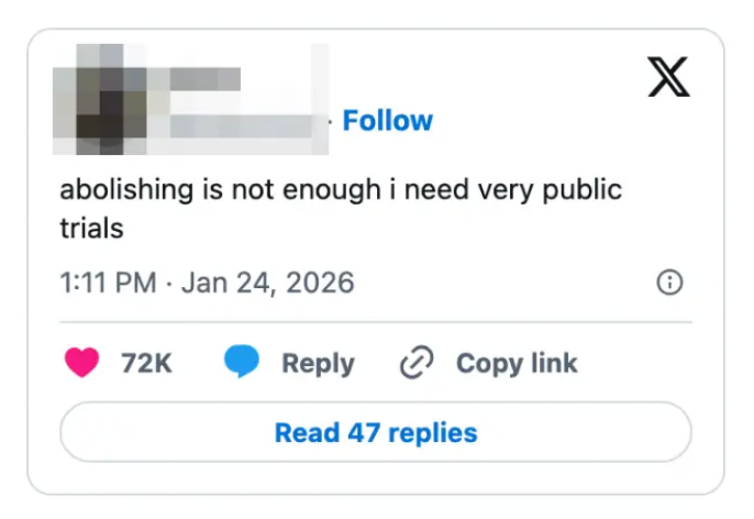 Innlegg på sosiale medier som sier 