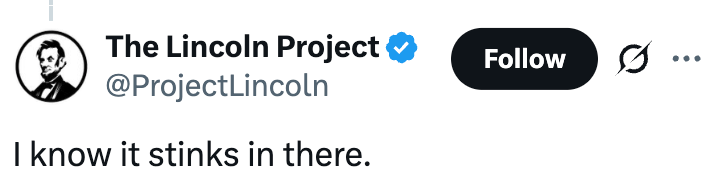 Tweet fra The Lincoln Project som sier: 