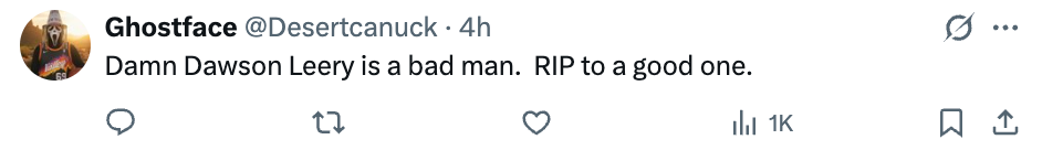 Tweet av brukeren Ghostface: 