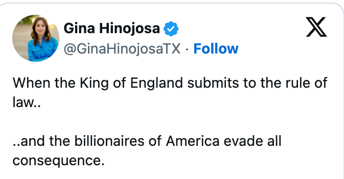 Tweet av Gina Hinojosa: 