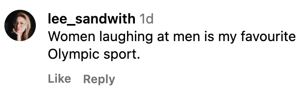 Kommentar med tekst: "Kvinner som ler av menn er min favoritt olympiske idrett."