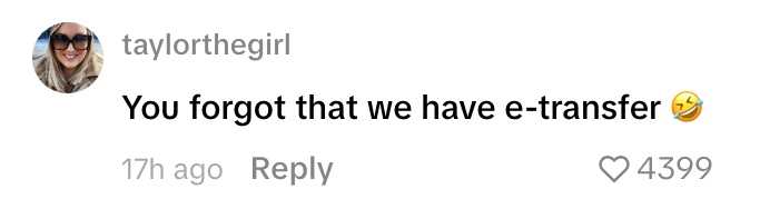 Kommentar fra bruker: "Du har glemt at vi har e-overføring?" med 4.399 likes