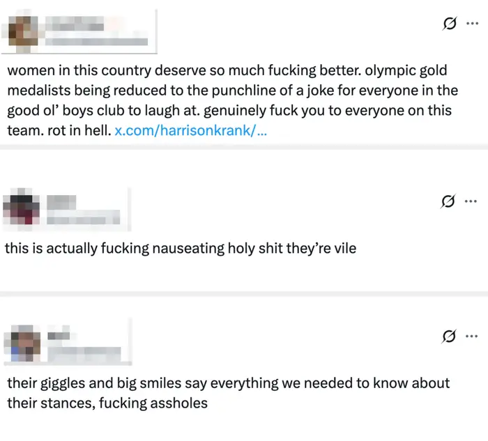 Tweets som kritiserer behandlingen av OL-gullvinnerne i hockey for kvinner