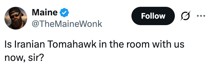 Tweet fra Maine med tekst: 