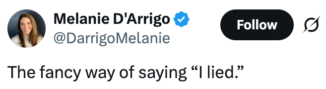Tweet av Melanie D'Arrigo lyder: 