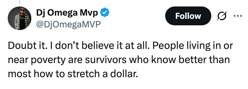 Tweet av Dj Omega Mvp: