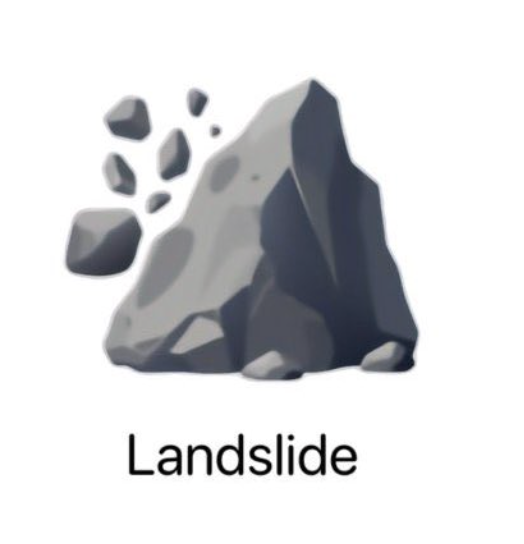 Illustrasjon av en stein som bryter fra hverandre, merket