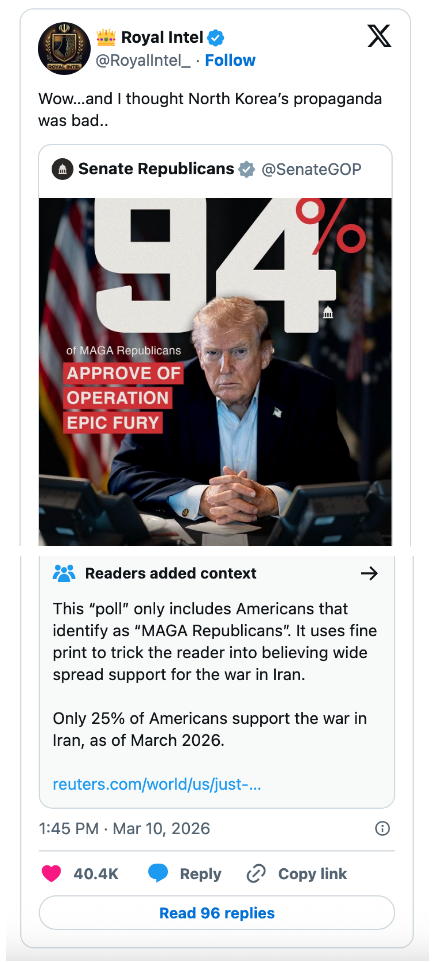 Bilde av et innlegg på sosiale medier som viser Joe Biden med teksten 