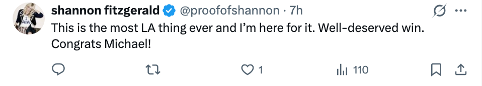 Sosiale medier-innlegg av Shannon Fitzgerald som sa: 