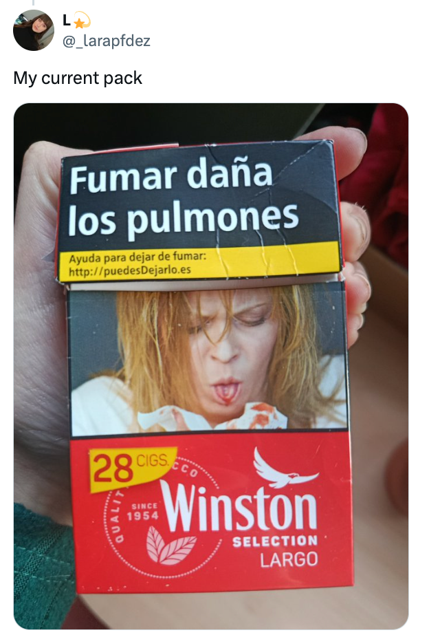 Sigarettpakkeadvarsel på spansk: 