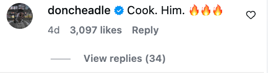 Kommentar fra bruker: "Cook. ham." etterfulgt av tre brann-emojier