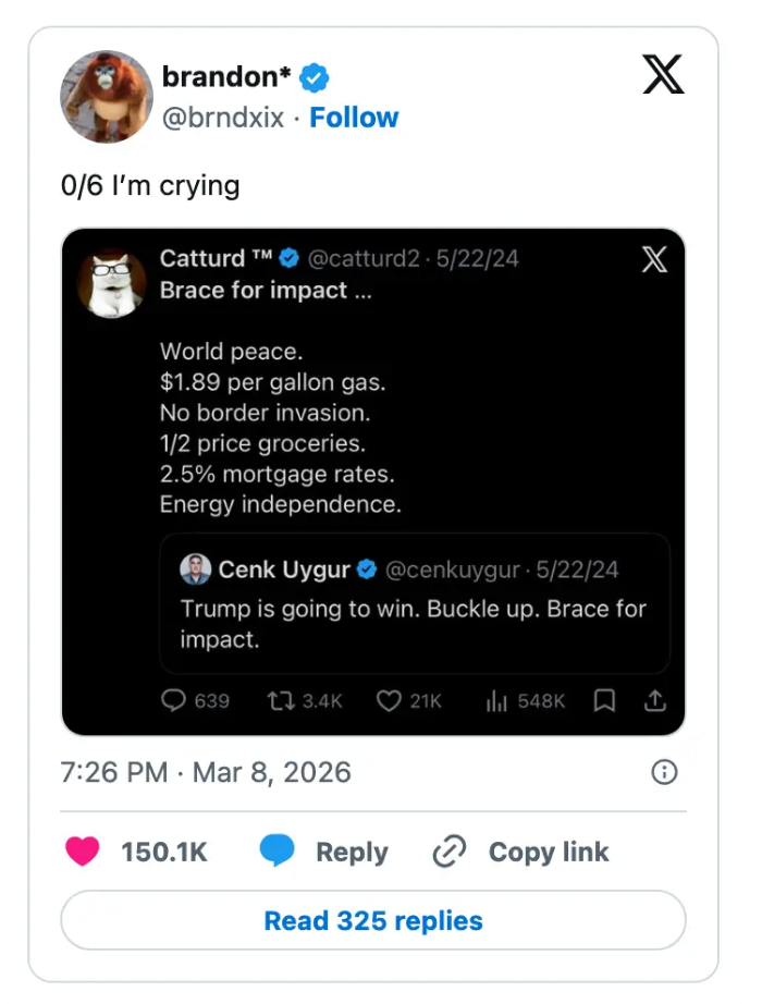 Skjermbilde av en tweet av @brnddxix med teksten 