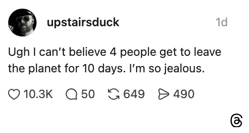 Innlegg på sosiale medier lyder: 