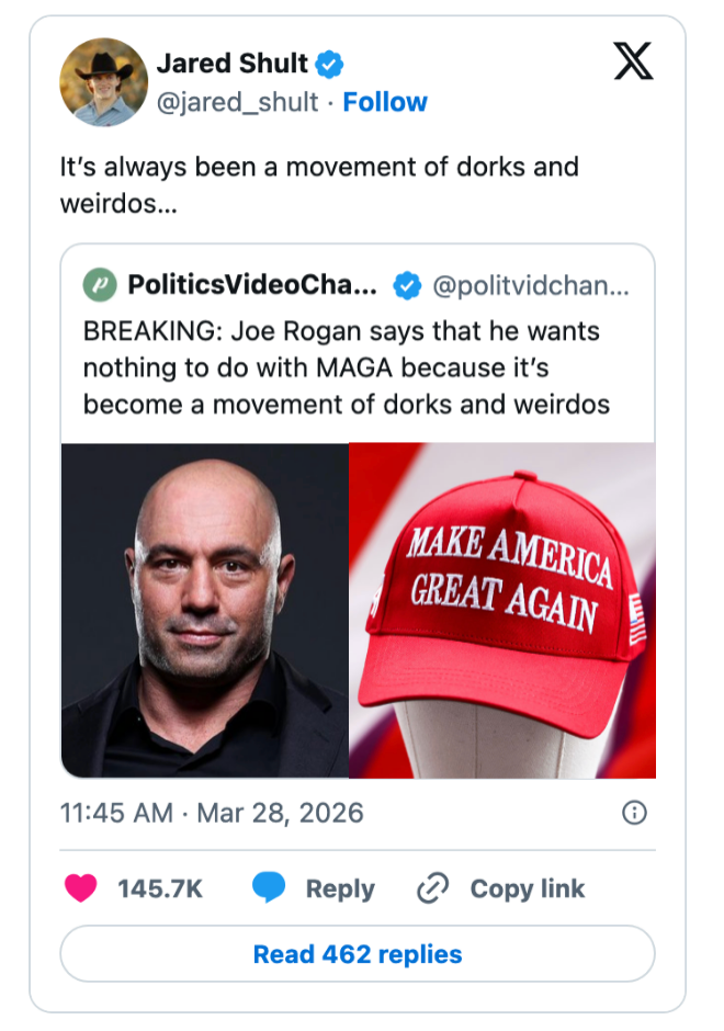 Tweet-bilde som viser en kommentar av Jared Shult om en bevegelse av 
