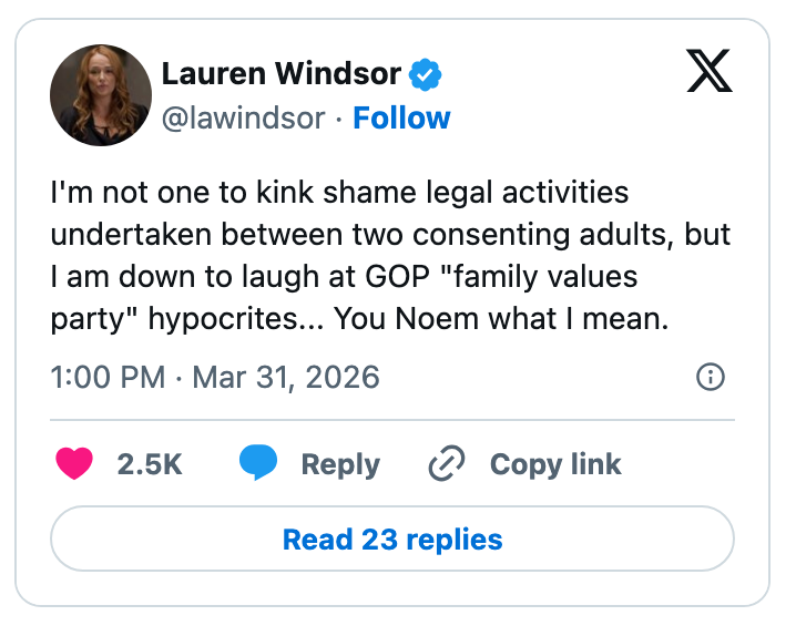 Tweet fra Lauren Windsor om kritikk av GOPs 