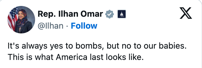 Tweet av rep. Ilhan Omar: 