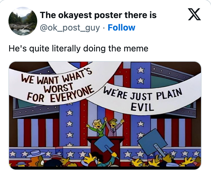 Simpsons sceneparodi: På bannere står det 