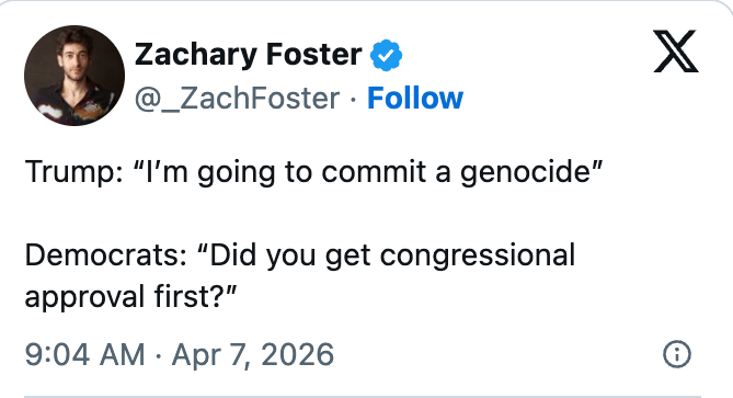 Tweet av Zachary Foster: 