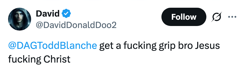 Tweet fra bruker David sier, 