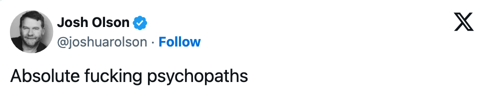 Tweet av Josh Olson lyder: 