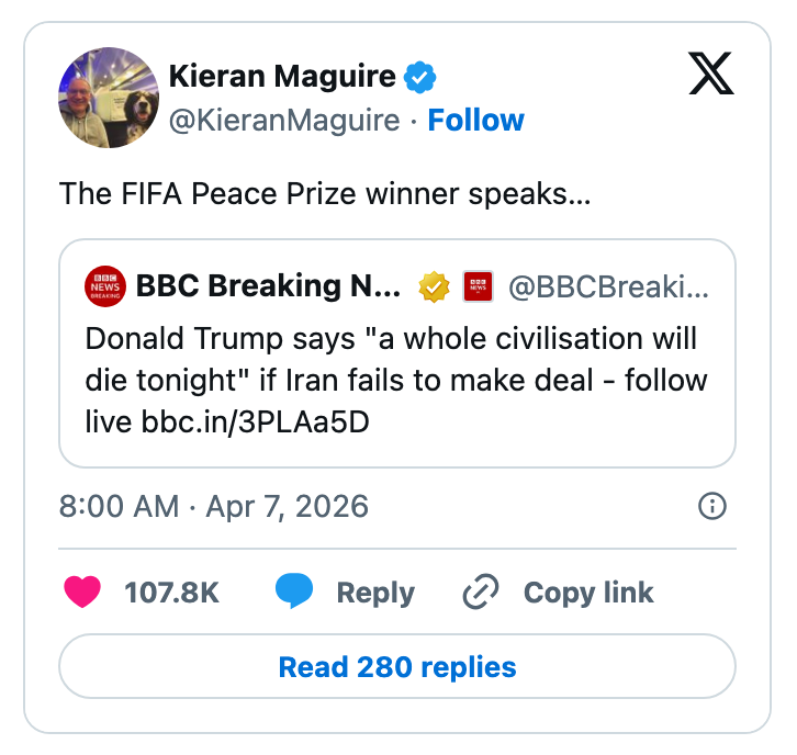Tweet av Kieran Maguire som deler BBC-overskrift: 