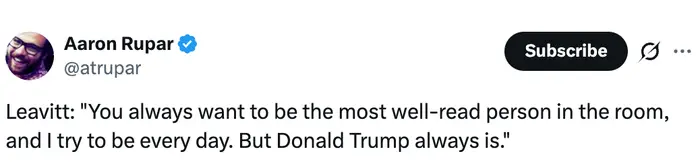 Tweet av Aaron Rupar som siterer Leavitt: 