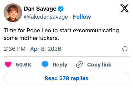 Tweet av Dan Savage: 