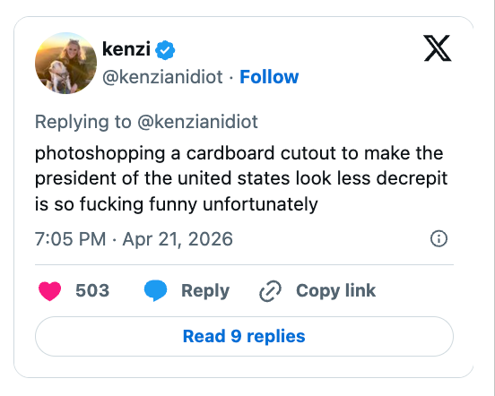 Twitter-innlegg humoristisk antydet at en Photoshop av den amerikanske presidenten fremstår som mindre gammel