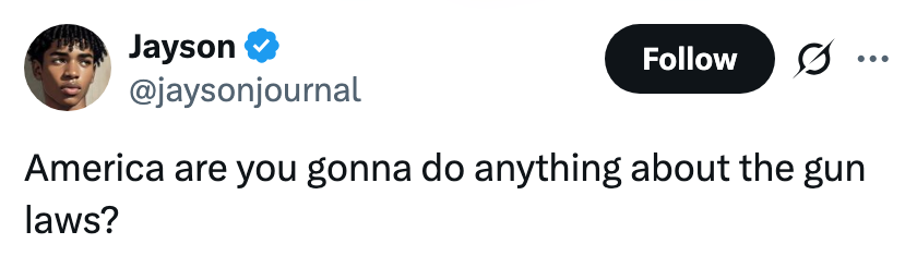 Tweet med spørsmål om USA vil ta grep om våpenlovgivningen