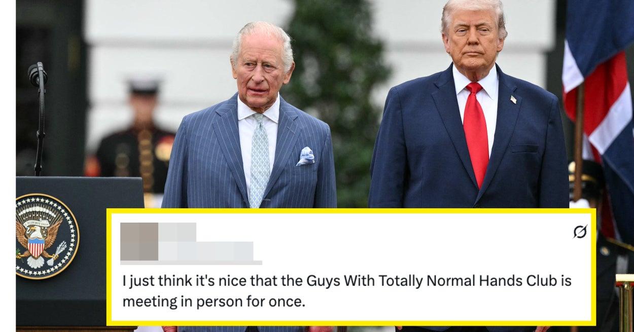"Sminkekunstneren må trolling": Trumps og kong Charles sine hender er et rot under dagens statsbesøk, og disse bildene er helt stygge