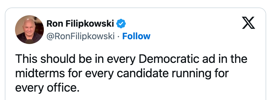 Tweet av Ron Filipkowski foreslår en melding for demokratiske annonser i midtveisvalg for alle kandidater