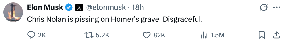 Tweet fra Elon Musk: