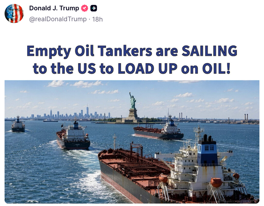 Bilde av en tweet fra en bekreftet Donald J. Trump-konto som sier: 