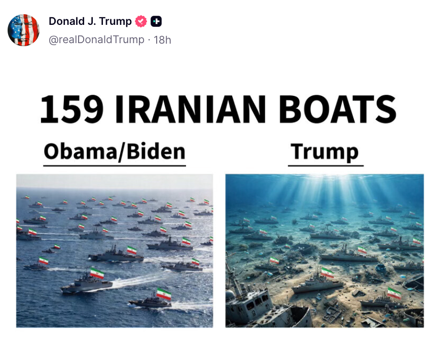 To bilder som sammenligner iranske båter. Venstre merket 