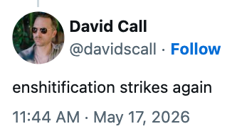 Profilbilde av en person som heter David Call. Tweeten lyder: 