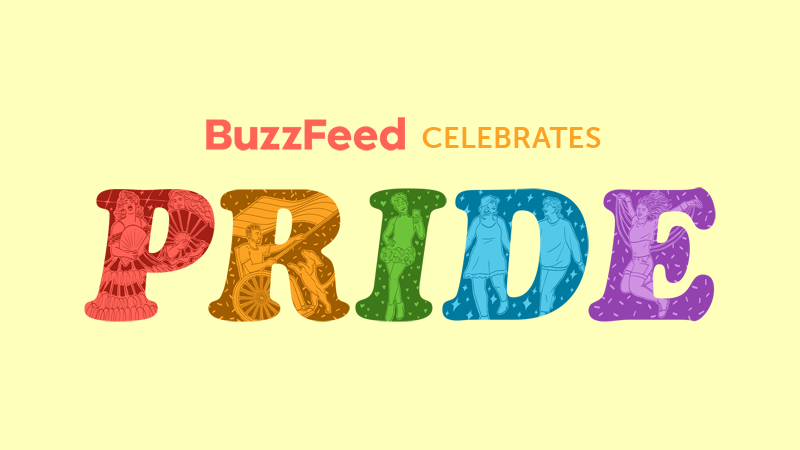BuzzFeed feirer Pride med fargerike, mønstrede bokstaver som staver