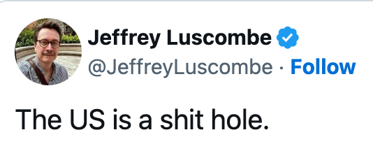 Tweet av Jeffrey Luscombe sier: