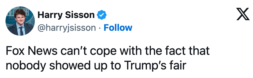 Innlegg av Harry Sisson hevder Fox News sliter med lavt oppmøte på Trump-arrangementet