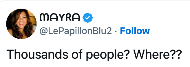 Tweet av bruker Mayra (@LePapillonBlu2) som leser: