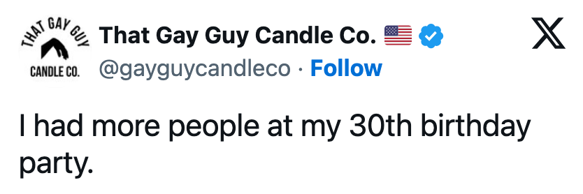 Tweet av That Gay Guy Candle Co.: