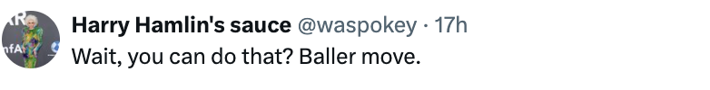 Tweet av @waspokey: "Vent, kan du gjøre det? Baller-trekk."