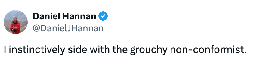 Tweet av Daniel Hannan som sier: