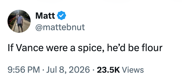 Tweet av brukeren Matt:
