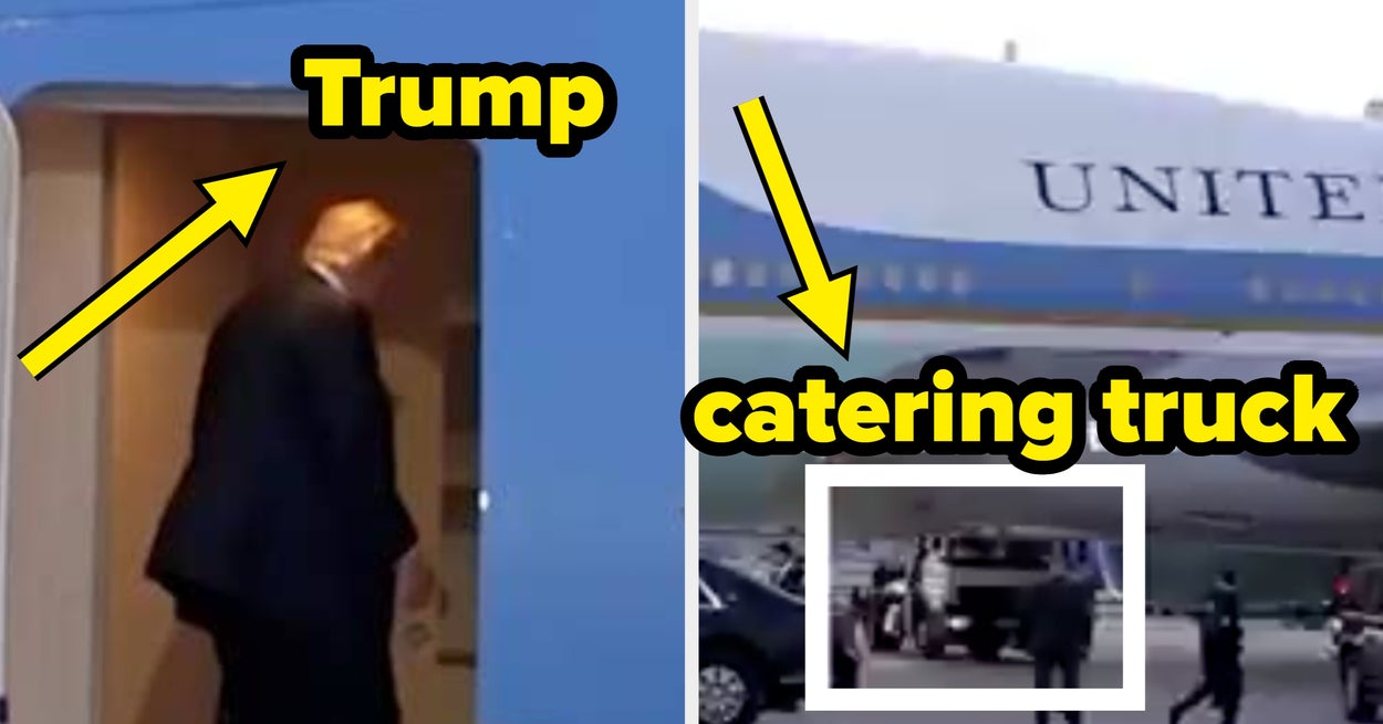 Det nøyaktige øyeblikket Trump kan ha sneket seg av Air Force One ble fanget på video, og herregud